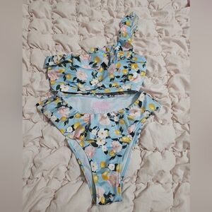 Floral and Lemon Print Bikini Set